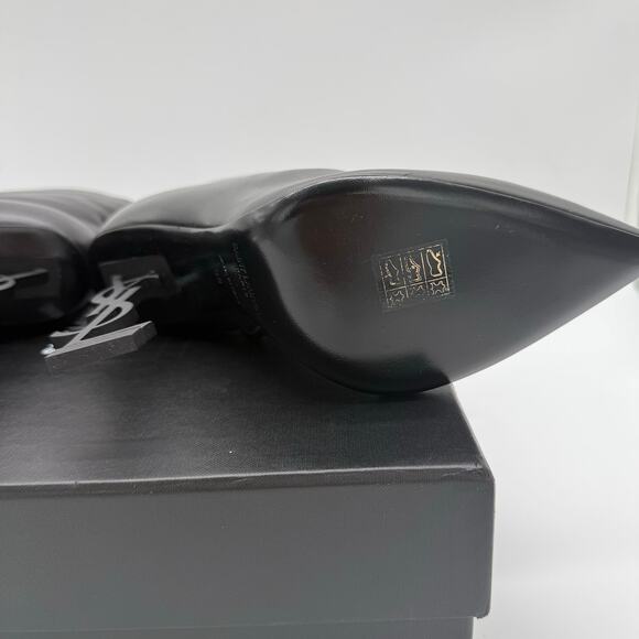 Saint Laurent Opyum Leather YSL Heel Nero Pointed Toe Booties IT 39 US 9 $1750 - Picture 6 of 11